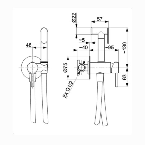 KFA Moza bateria podtynkowa bidetowa rose gold.