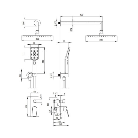 Deante  Jasmin zestaw prysznicowy podtynkowy chrom