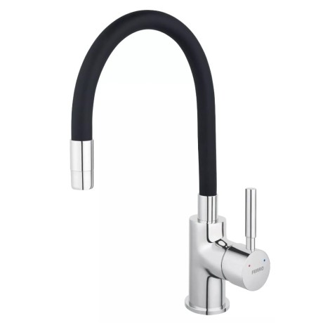 Ferro Zumba bateria zlewozmywakowa z czarną, elastyczną wylewką