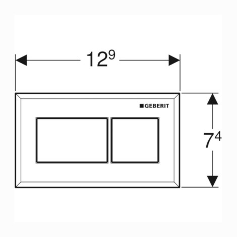 Geberit Sigma  przycisk wc pnełmatyczny dwudzielny czarny - rysunek techniczny.