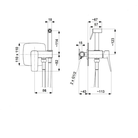 KFA Malaga bateria bidetowa podtynkowa czarna