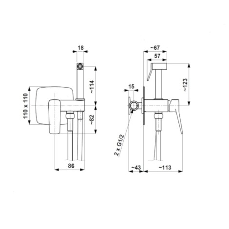 KFA Malaga bateria bidetowa podtynkowa light gold