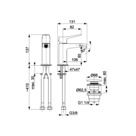Kfa Malaga bateria bidetowa stojaca white