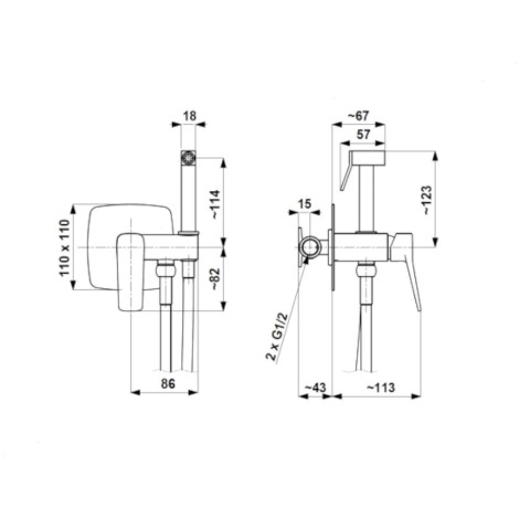 KFA Malaga bateria bidetowa podtynkowa rose gold