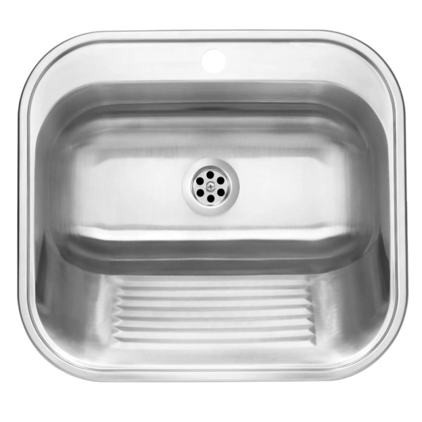 Deante zlewozmywak gospodarczy 1-komorowy stalowy 550x495x220 z otworem na baterię + osprzęt.