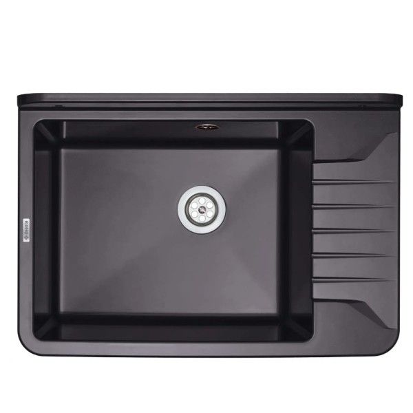Deante Garden zlewozmywak gospodarczy 1-komorowyz ociekaczem  50x35 grafit + osprzęt.