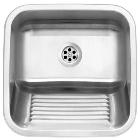 Deante zlewozmywak gospodarczy 1-komorowy stalowy 450x450x200  bez otworu na baterię + osprzęt.