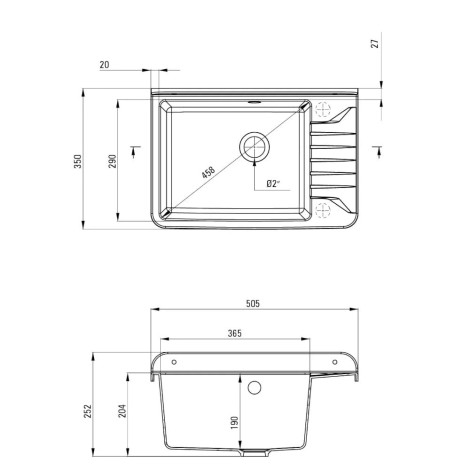 Deante Garden zlewozmywak gospodarczy 1-komorowyz ociekaczem  50x35 grafit + osprzęt.
