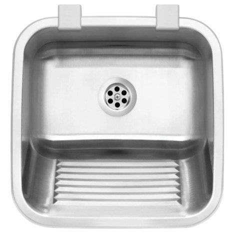 Deante zlewozmywak gospodarczy 1-komorowy stalowy 450x450x200  bez otworu na baterię + osprzęt.