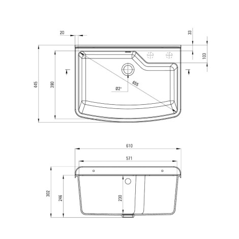 Deante Garden zlewozmywak gospodarczy 1-komorowy szary 61x44,5x30 z otworem na baterię + osprzęt.