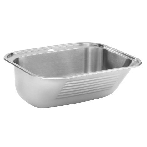 Deante zlewozmywak gospodarczy 1-komorowy stalowy 550x495x220 z otworem na baterię + osprzęt.