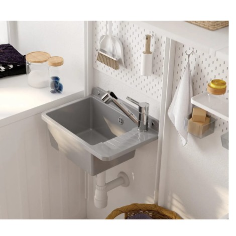 Deante Garden zlewozmywak gospodarczy 1-komorowyz ociekaczem  50x35 szary + osprzęt.