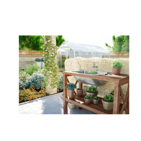 Deante zlewozmywak gospodarczy 1-komorowy stalowy 450x450x200  bez otworu na baterię + osprzęt.