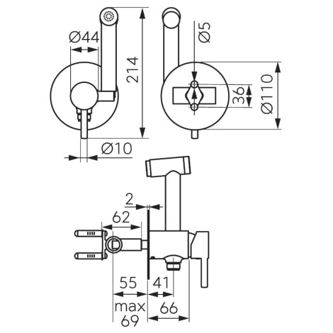 Ferro Ciriculus bateria bidetowa podtynkowa gun metal
