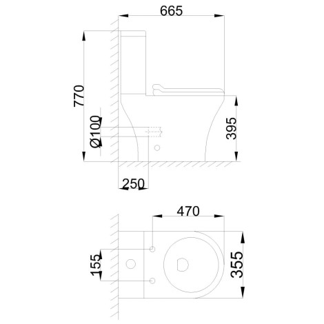 Invena Infinito kompakt QFS z deską wolnoopadającą - rysunek techniczny.