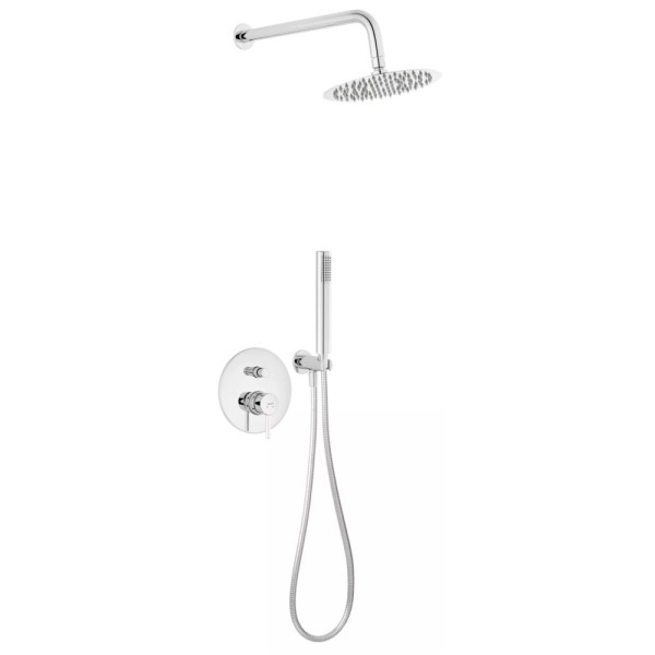 Ferro Ciriculus zestaw podtynkowy okrągła deszczownica z baterią i zestawen natryskowym chrom