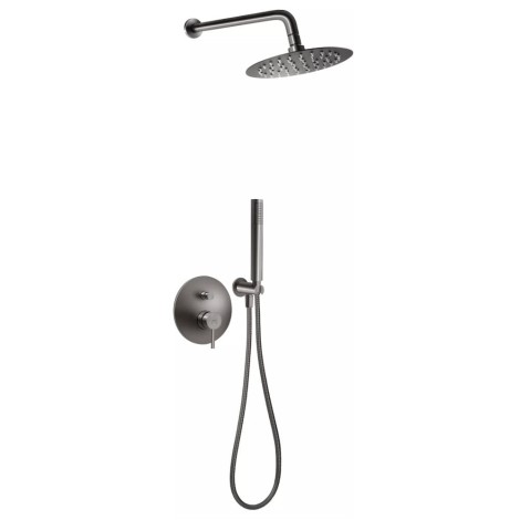 Ferro Ciriculus zestaw podtynkowy okrągła deszczownica z baterią i zestawen natryskowym gun metal