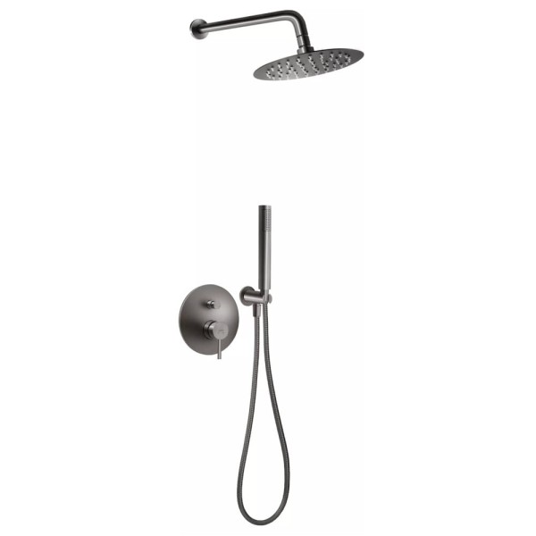 Ferro Ciriculus zestaw podtynkowy okrągła deszczownica z baterią i zestawen natryskowym gun metal