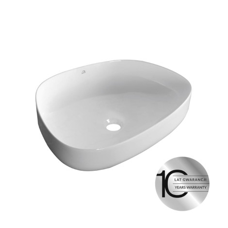 Laveo Asymmetric umywalka nablatowa ceramiczna biała 48 x 36 cm