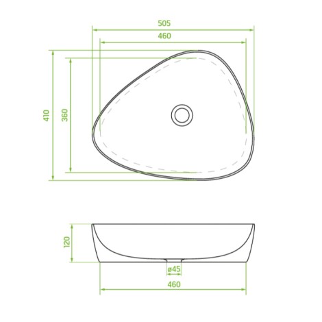 Laveo Asymmetric umywalka nablatowa ceramiczna biała 50,5 x 41 cm