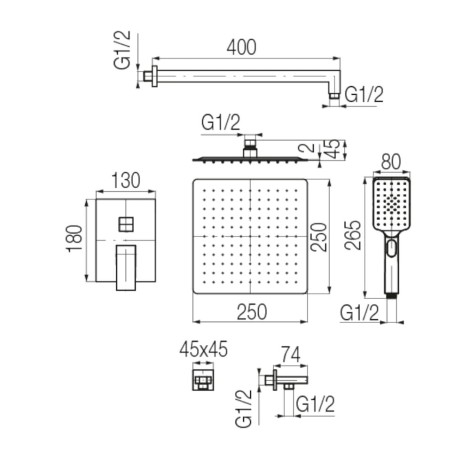 Valvex Ars zestaw natryskowy podtynkowy  z baterią wannowo-natryskową chrom