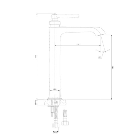 Omnires Contour bateria umywalkowa wysoka miedź szczotkowana 31 cm
