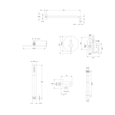 Omnires Y system prysznicowy podtynkowy złoty