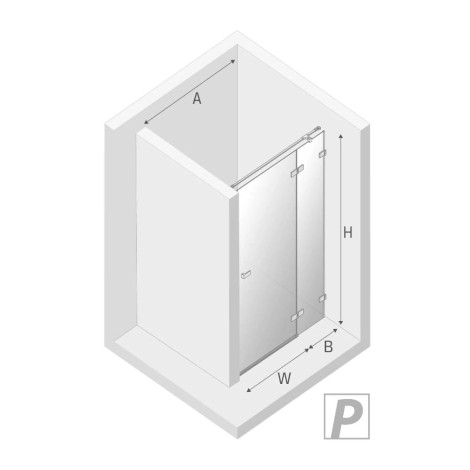 New Trendy Avexa drzwi wnękowe prawe 100x200cm - rysunek techniczny