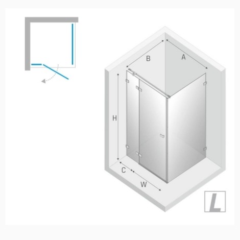 New Trendy Avexa kabina kwadratowa lewa 80x80x200cm- rysunek techniczny