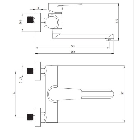 Deante-Tubo-bateria-umywalkowa-scienna-chrom---rysunek-techniczny.