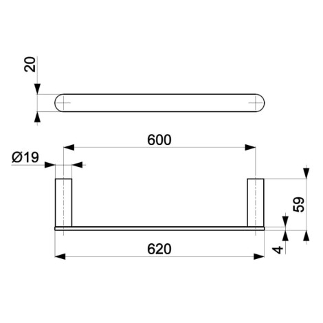 Kfa wieszak łazienkowy 60 cm  gun metal/szary