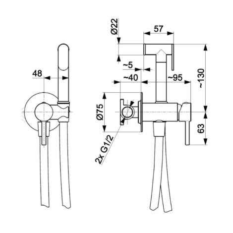 Kfa Moza bateria bidetowa podtynkowa gun metal/szary