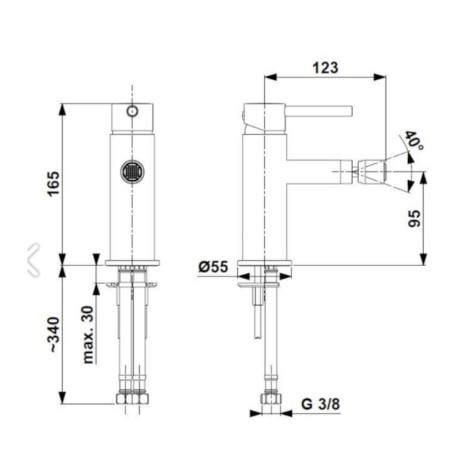 Kfa Moza bateria bidetowa gun metal/szary