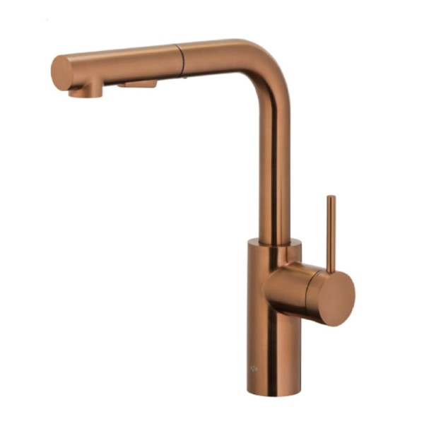 Kfa Basic bateria zlewozmywakowa z wyciąganą wylewką rose gold