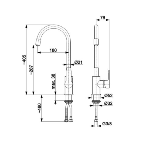 Kfa Rumba bateria zlewozmywakowa z elastyczną  wylewką czarna