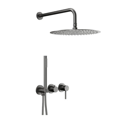 Kfa Moza zestaw prysznicowy podtynkowyz baterią 3-otworową 2-funkcyjną gun metal/szary