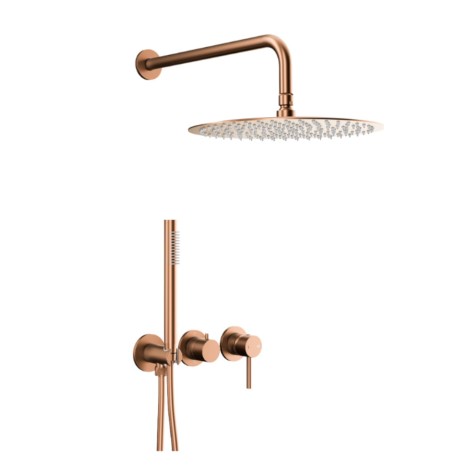 Kfa Moza zestaw prysznicowy podtynkowyz baterią 3-otworową 2-funkcyjną rose gold
