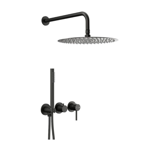 Kfa Moza zestaw prysznicowy podtynkowyz baterią 3-otworową 2-funkcyjną czarny