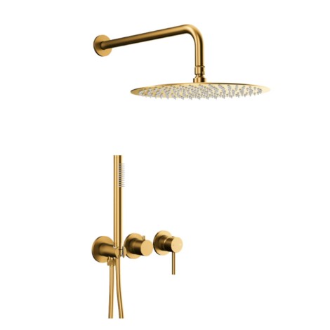 Kfa Moza zestaw prysznicowy podtynkowyz baterią 3-otworową 2-funkcyjną złoto szczotkowane