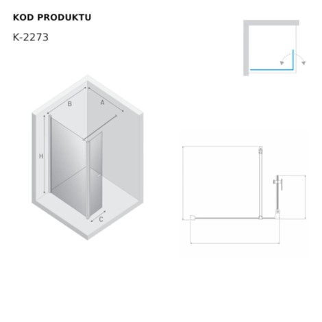 New trendy kabina walk-in New Solo 90x195 gunmetal brushed