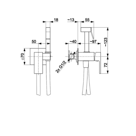 Kfa Logon bateria bidetowa podtynkowa gun metal