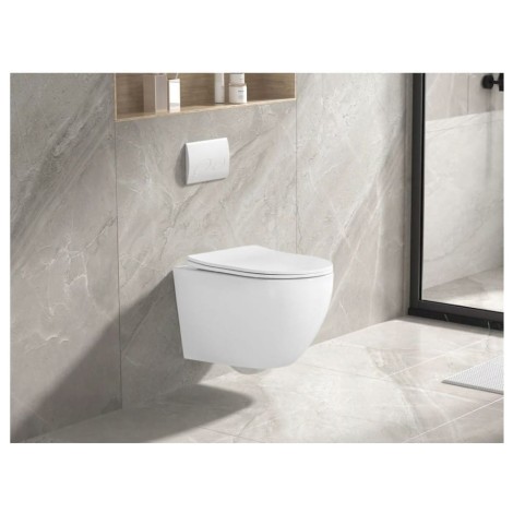 Invena Tinos miska WC bezkołnierzowa biała z deską wolnoopadającą