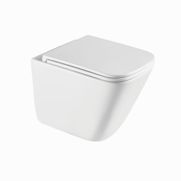 Invena Patras miska WC wisząca bezkołnierzowa wirowa QFS biała z deską wolnoopadającą.