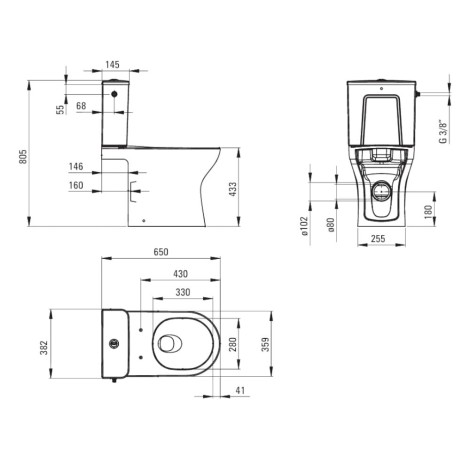 Deante Jasmin kompakt bezkołnierzowy wirowy z deska biały