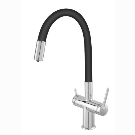 Ferro Filtrata bateria zlewozmywakowa z podłączeniem do filtra wody elastyczna wylewka czarny-chrom