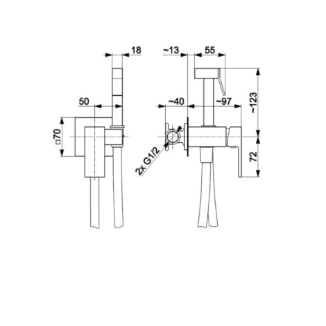 Kfa Logon bateria bidetowa podtynkowa rose gold