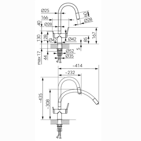 Ferro Filtrata bateria zlewozmywakowa z podłączeniem do filtra wody elastyczna wylewka czarny-chrom