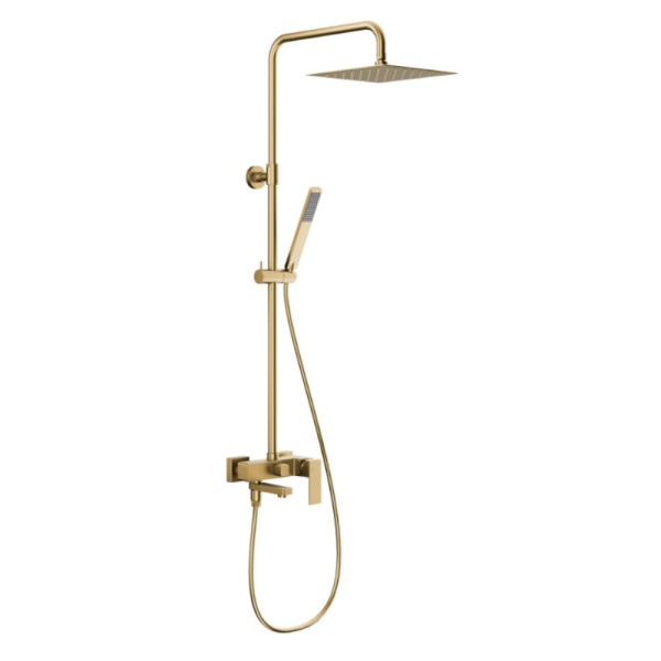 Kfa Logon deszczownia z baterią natryskową i składaną wylewką wannową light gold