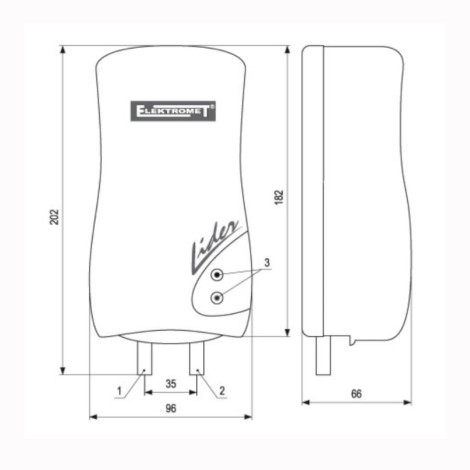 Elektromet LIDER 4,5 kW przepływowy ogrzewacz wody z baterią i wylewką 150 mm umywalkowy biały