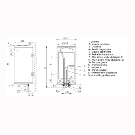 Elektromet Beta-Fit 60 l. elektryczny pojemnościowy ogrzewacz wody pionowo-poziomy